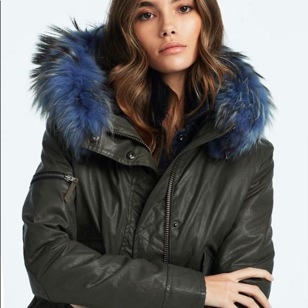 SAM. NYC Hudson Fur (Blue) Hooded Parka Small EUC